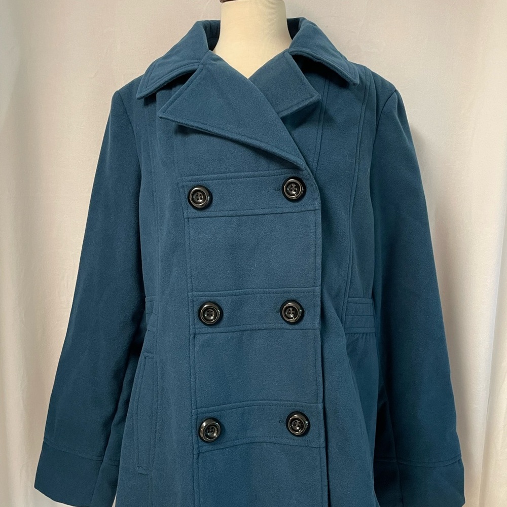 GEORGE Pea Coat Womens Sz XL 16-18 Orion Blue Double Breasted Button Lined NWT